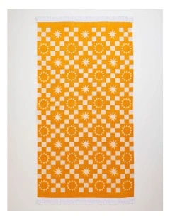 Summer Check Terry Beach Towel in Mustard