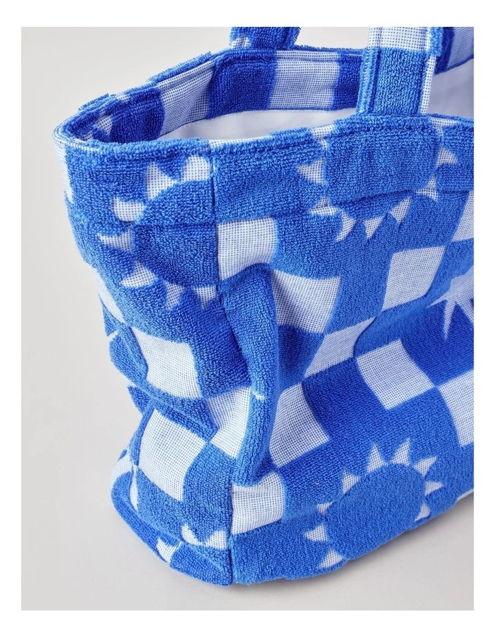 Summer Check Terry Beach Bag in Blue image 2