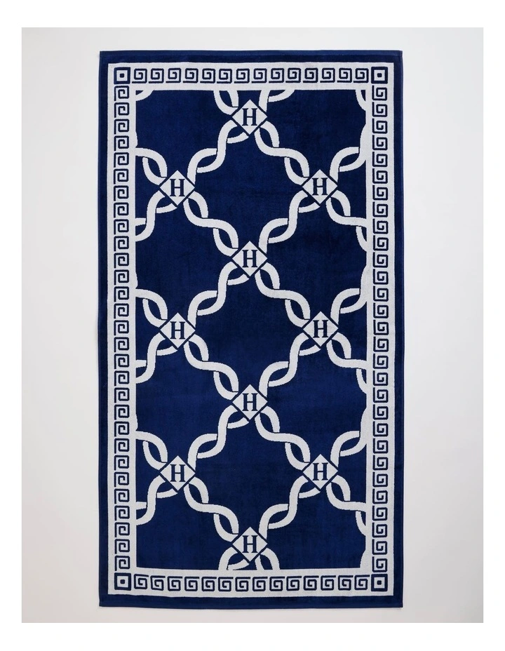 Monogram Beach Towel in Navy image 1