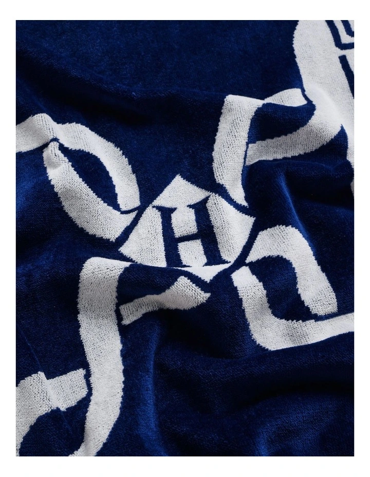 Monogram Beach Towel in Navy image 2