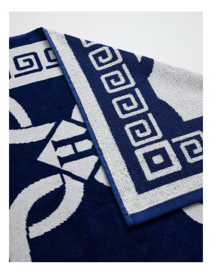 Monogram Beach Towel in Navy image 3