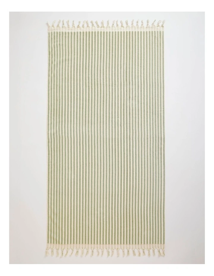 Marco Stripe Beach Towel in Sage image 1