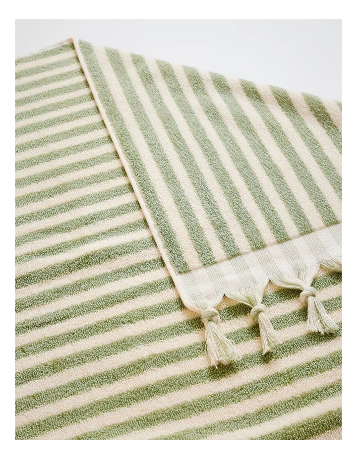 Marco Stripe Beach Towel in Sage image 3