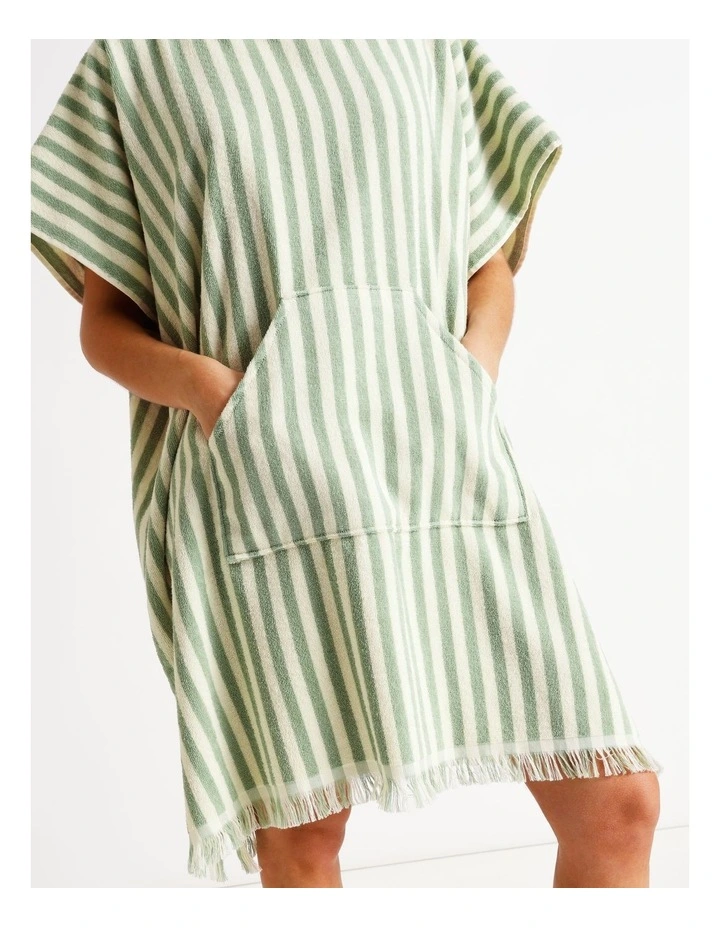 Marco Stripe Adult Beach Poncho in Sage image 2