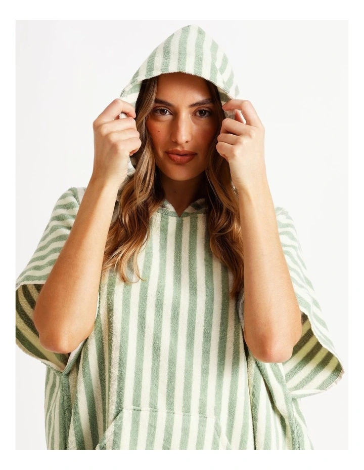 Marco Stripe Adult Beach Poncho in Sage image 3