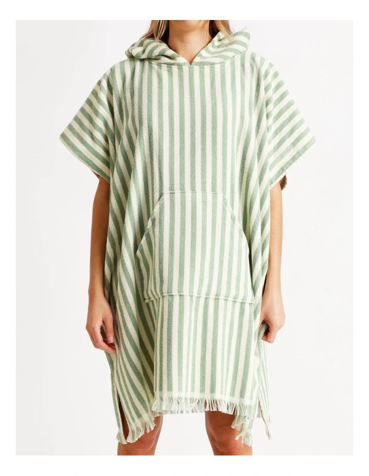 Marco Stripe Adult Beach Poncho in Sage image 4