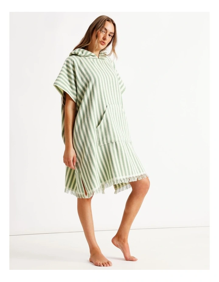 Marco Stripe Adult Beach Poncho in Sage image 5
