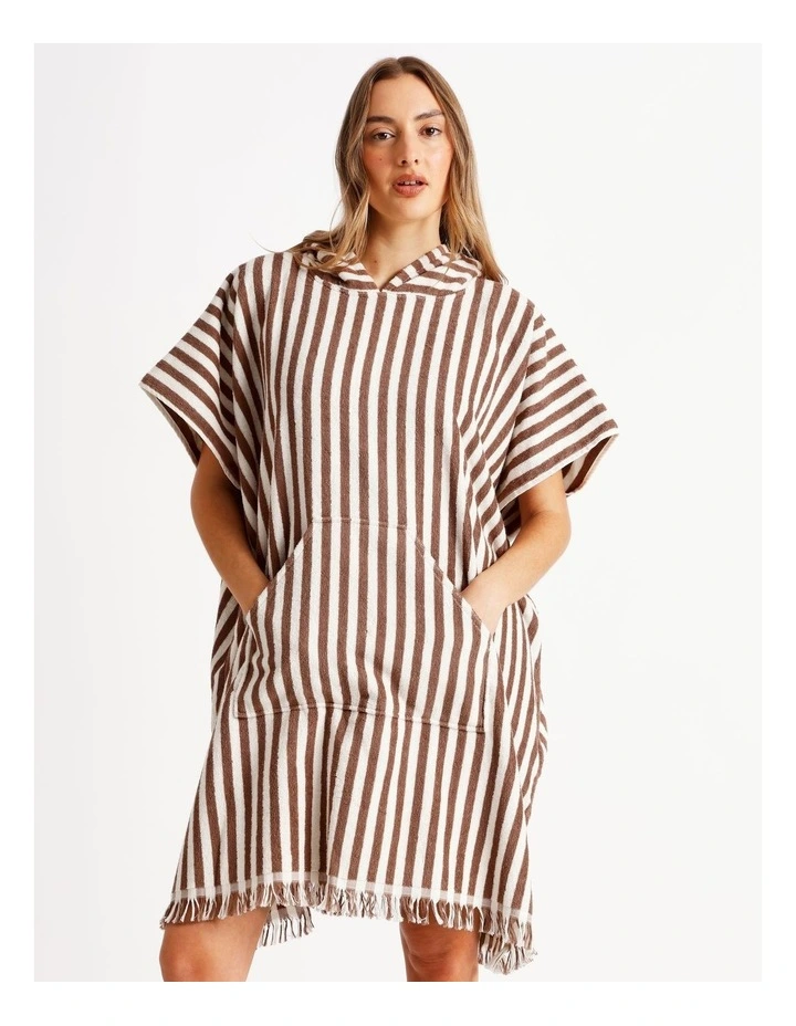 Marco Stripe Adult Beach Poncho in Cinnamon image 2