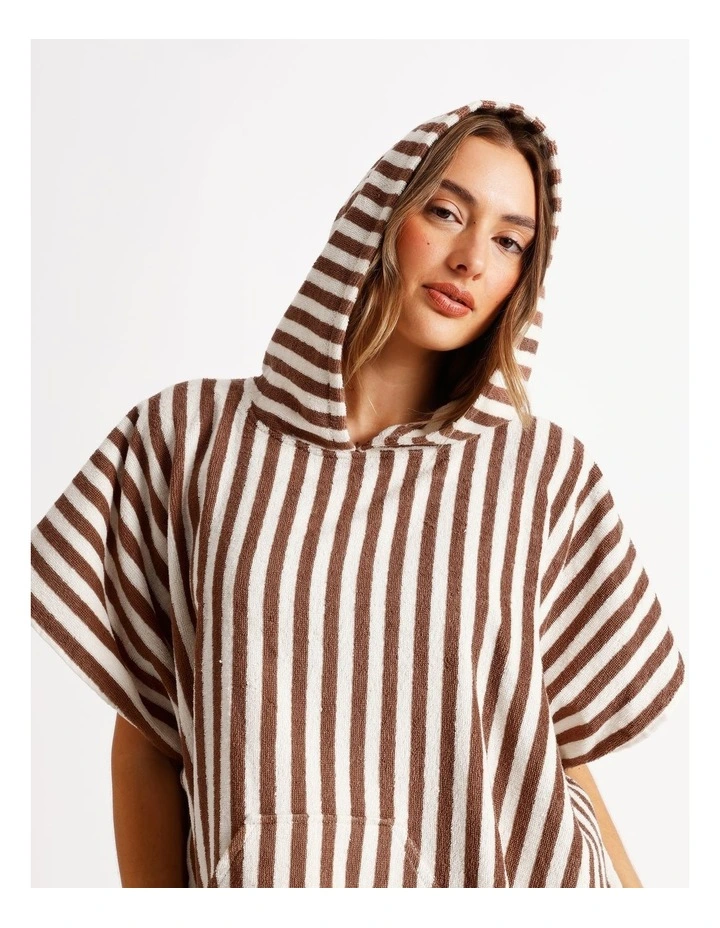 Marco Stripe Adult Beach Poncho in Cinnamon image 4