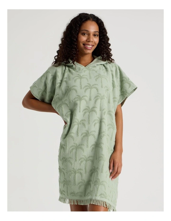 Palm Adult Beach Poncho in Sage image 2