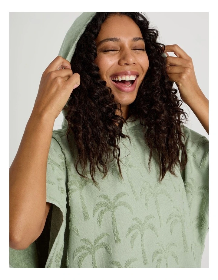 Palm Adult Beach Poncho in Sage image 4