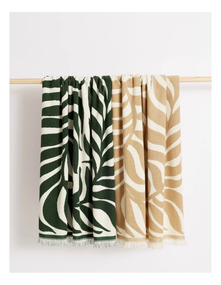 Olive Palm Beach Towel in Green image 4