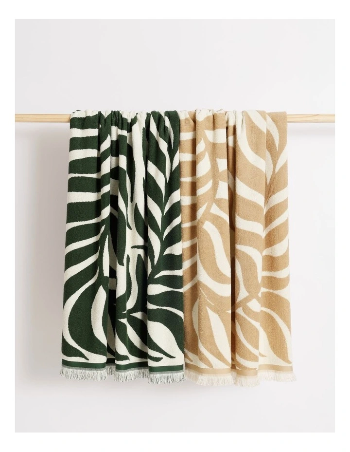 Olive Palm Beach Towel in Natural image 4