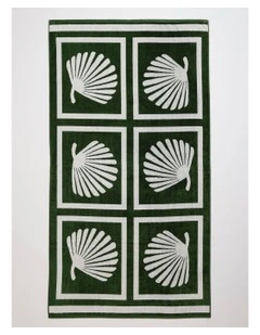 Fan Palm Tile Beach Towel in Green