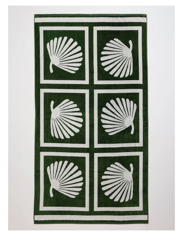 Fan Palm Tile Beach Towel in Green image 1