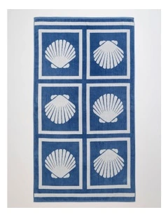 Shell Tile Beach Towel in Blue
