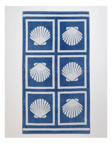 Shell Tile Beach Towel in Blue