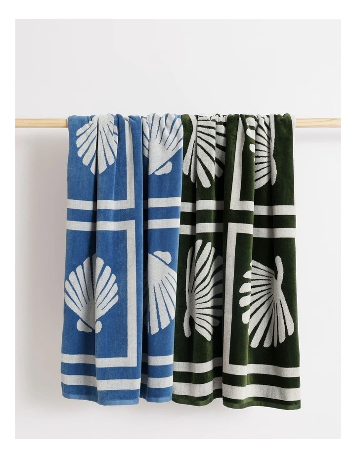 Shell Tile Beach Towel in Blue image 4