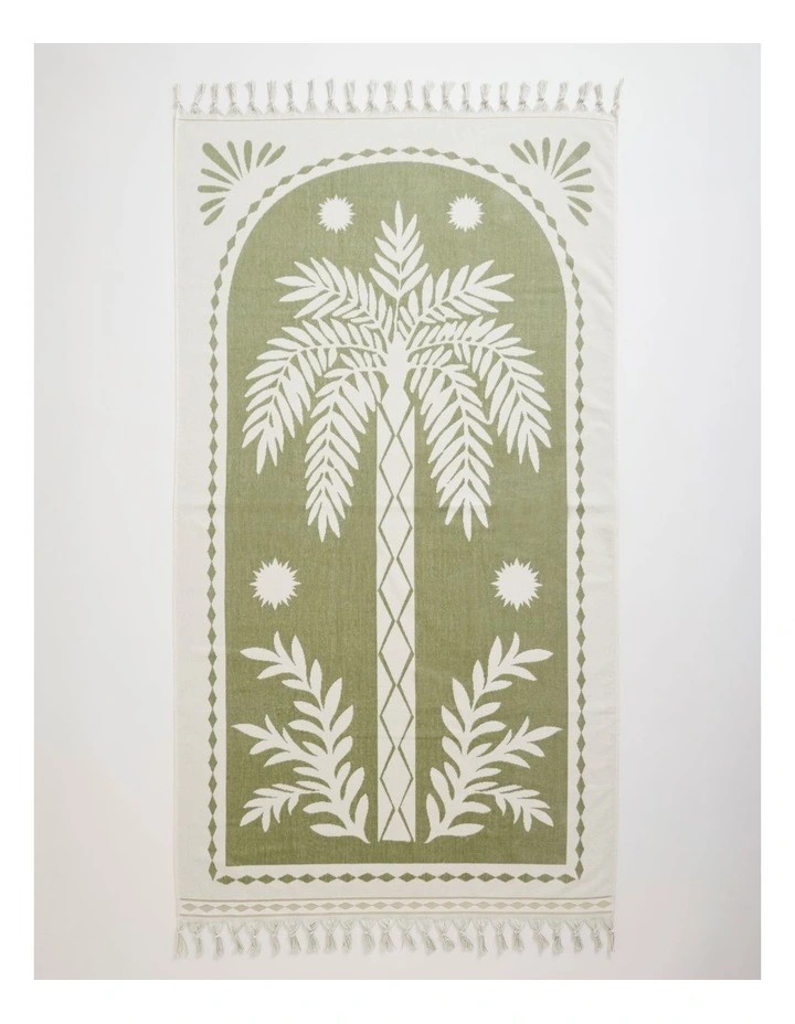 Stamp Palm Beach Towel in Sage image 1
