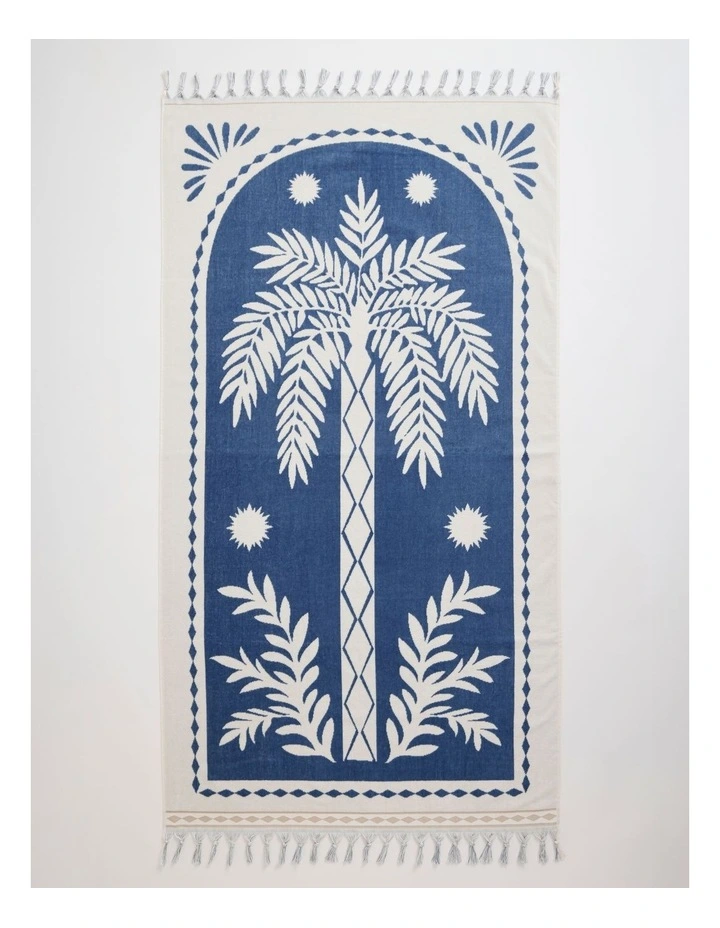 Stamp Palm Beach Towel in Blue image 1