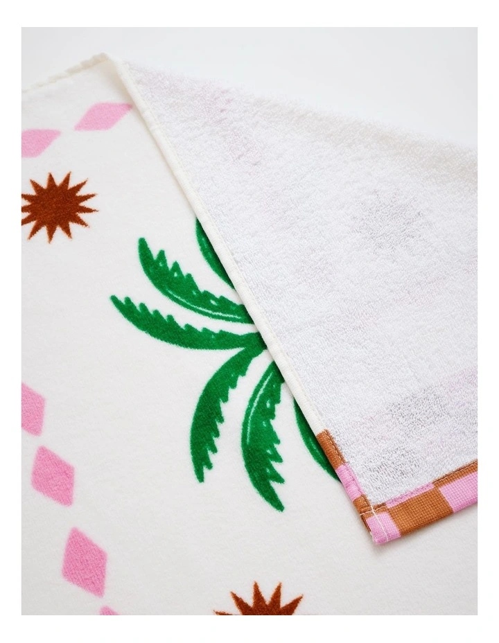 Summer Mosaic Printed Velour Beach Towel in Multi image 3