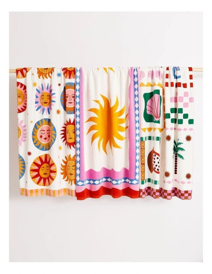 Summer Mosaic Printed Velour Beach Towel in Multi image 4