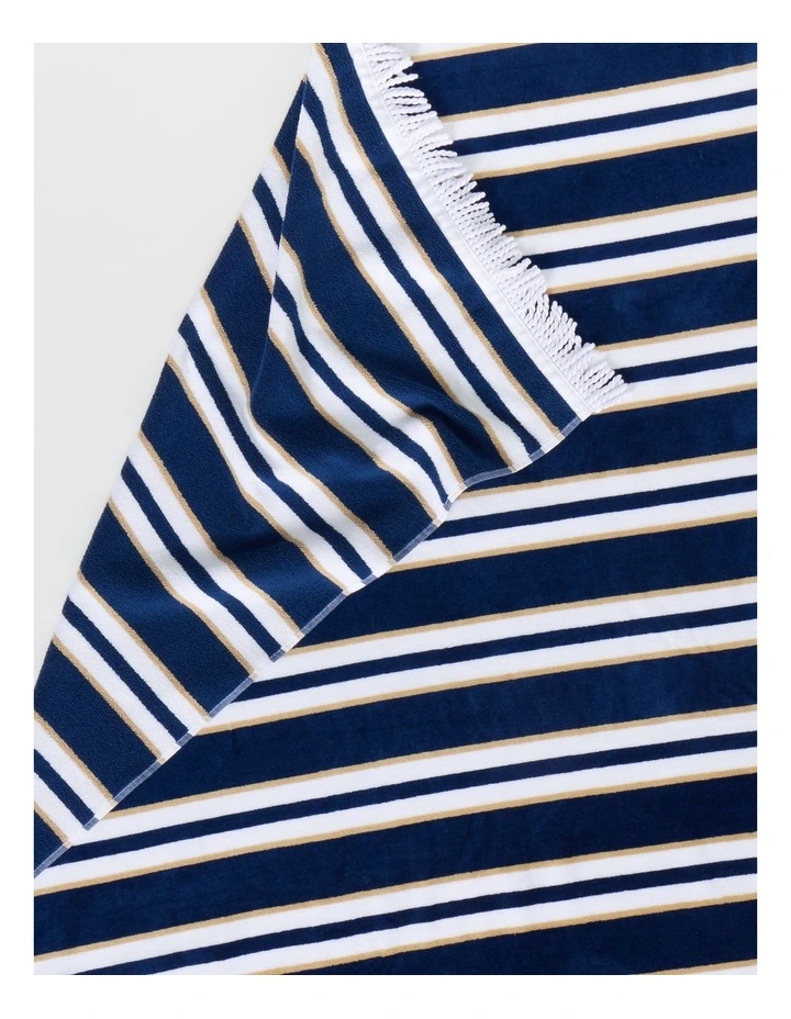 Pocket Stripe Beach Towel in Navy image 3