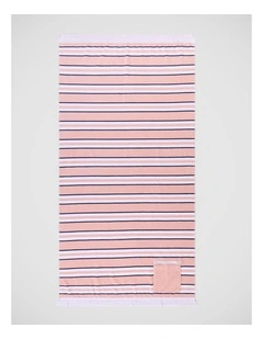 Pocket Stripe Beach Towel in Pink