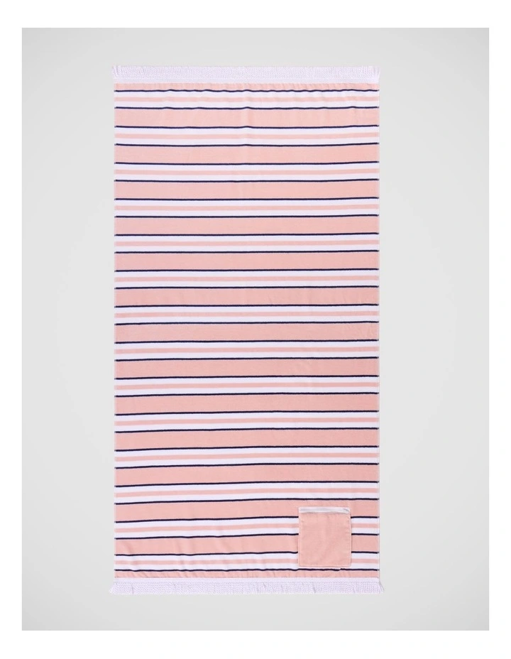 Pocket Stripe Beach Towel in Pink image 1