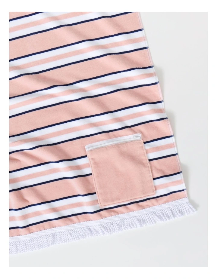 Pocket Stripe Beach Towel in Pink image 2
