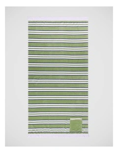 Pocket Stripe Beach Towel in Green