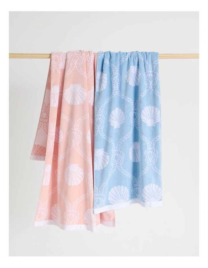 Seashell Beach Towel in Blue image 4
