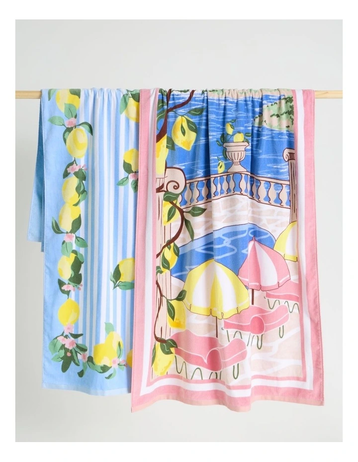 Lemon Printed Beach Towel in Multi image 4