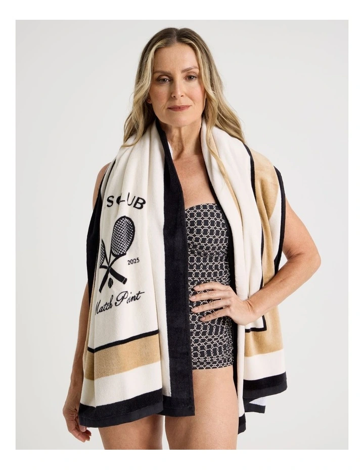 Tennis Club Printed Beach Towel in Multi image 2
