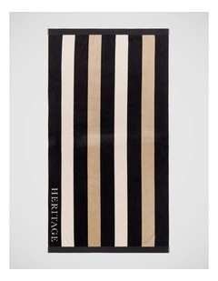 Santorini Resort Stripe Beach Towel in Black