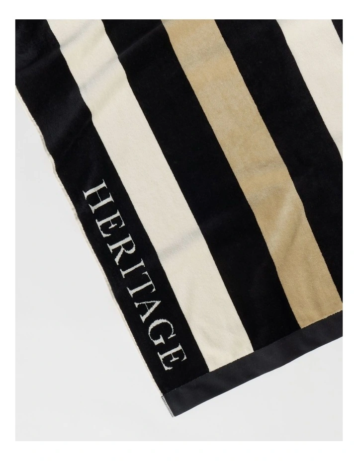 Santorini Resort Stripe Beach Towel in Black image 3