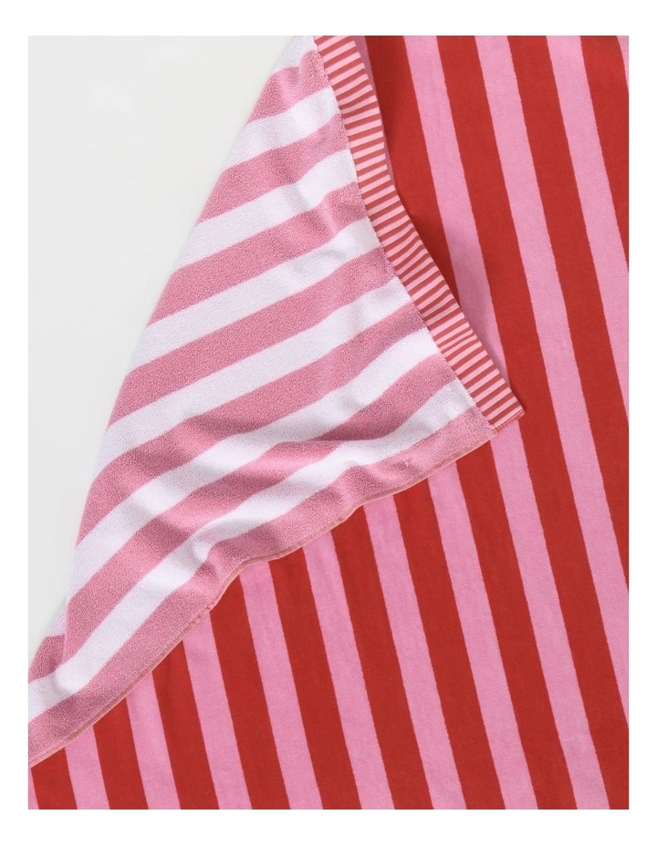 Reverse Stripe Velour Terry Beach Towel in Red image 3
