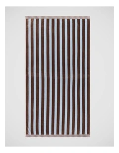 Reverse Stripe Velour Terry Beach Towel in Blue