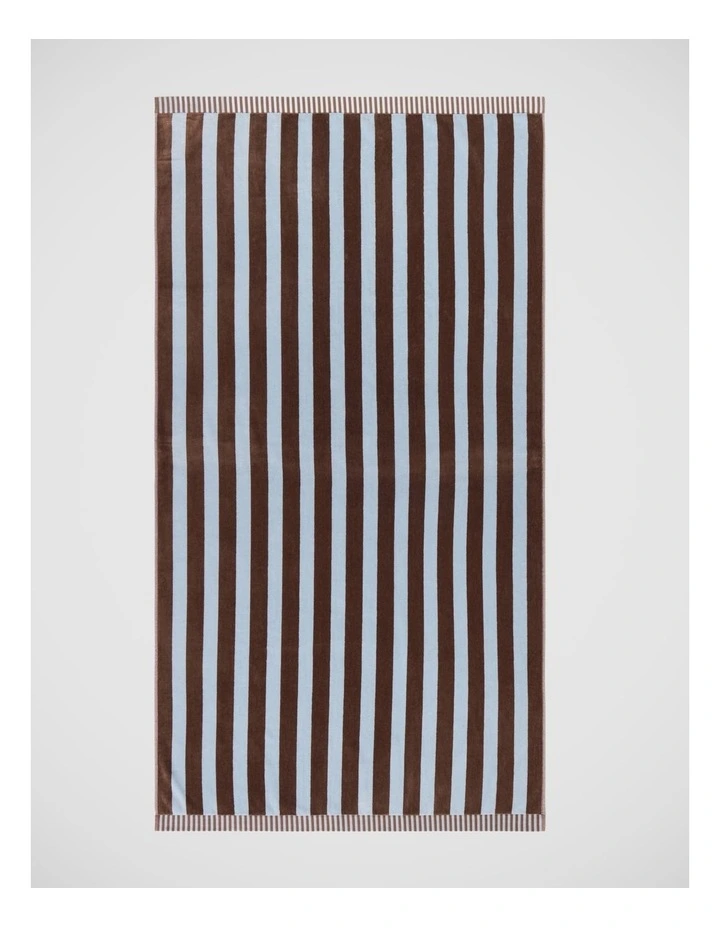 Reverse Stripe Velour Terry Beach Towel in Blue image 1