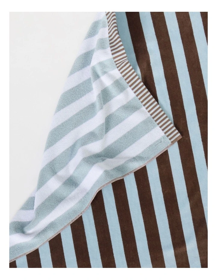 Reverse Stripe Velour Terry Beach Towel in Blue image 3