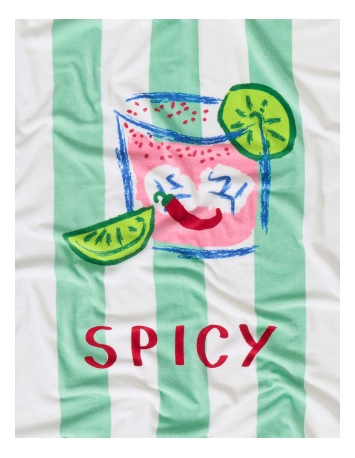 Printed Velour Beach Towel in Spicy Marg image 2