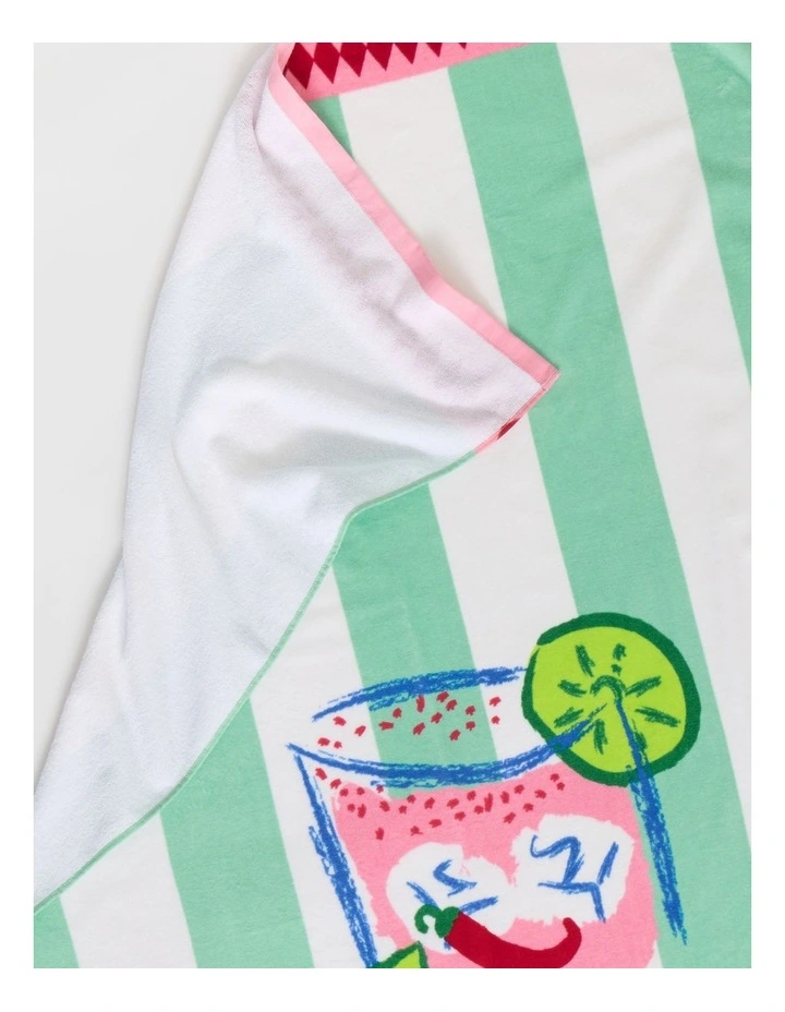 Printed Velour Beach Towel in Spicy Marg image 3