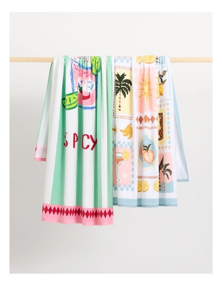 Printed Velour Beach Towel in Spicy Marg image 4