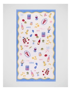 Picnic Printed Velour Beach Towel in Multi