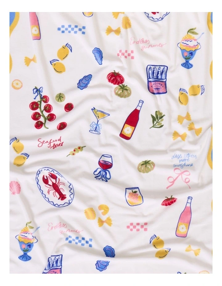 Picnic Printed Velour Beach Towel in Multi image 2