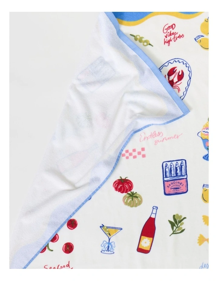 Picnic Printed Velour Beach Towel in Multi image 3