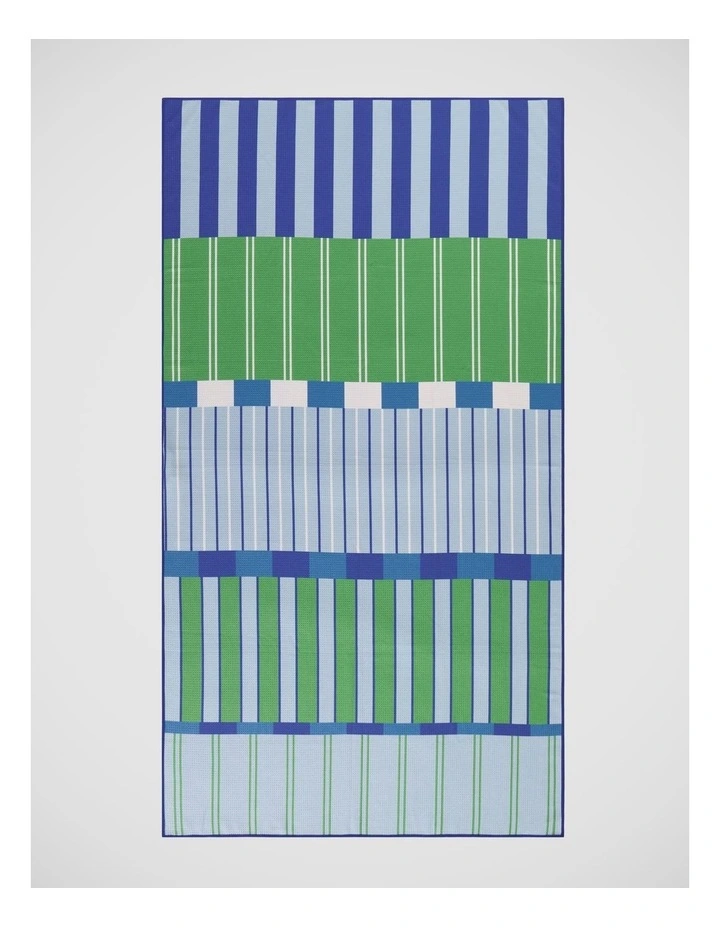 Geo Stripe Sand Free Beach Towel in Blue image 1