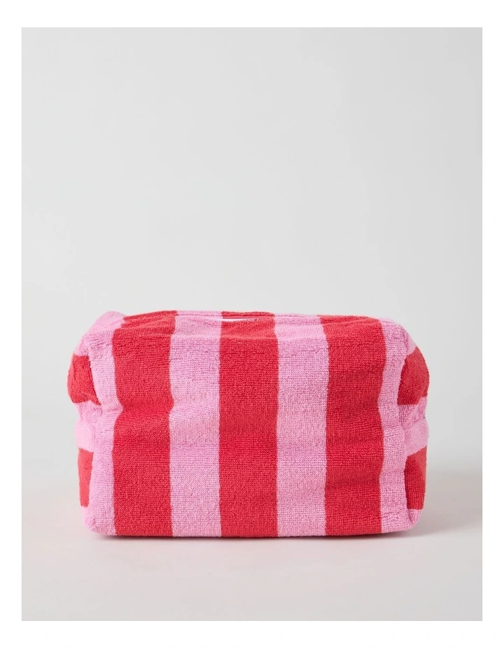 Reverse Stripe Terry Beach Pouch in Red and Pink image 1
