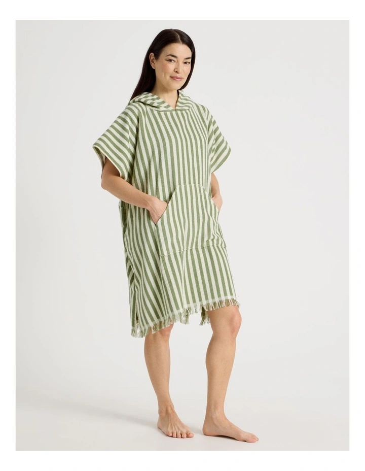 Marco Adult Beach Poncho in Green Stripe image 1