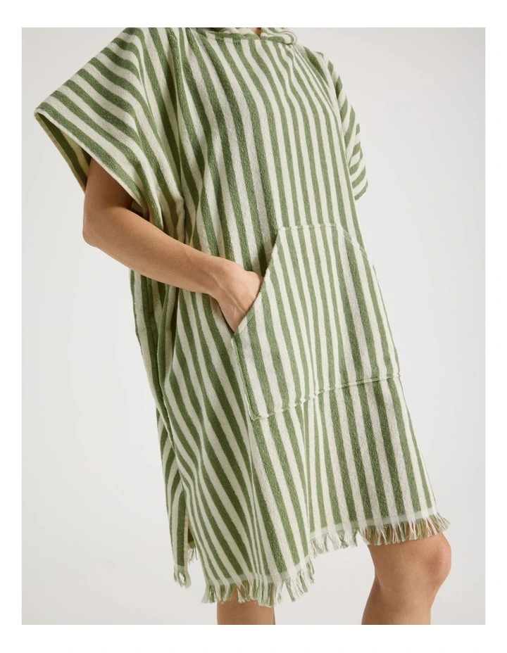Marco Adult Beach Poncho in Green Stripe image 2